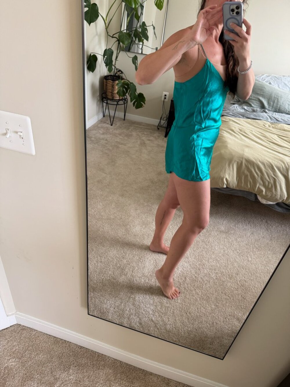 Vintage Victoria's Secret Silk Teal Blue Mini Slip Dress Size Large - Picture 2 of 6